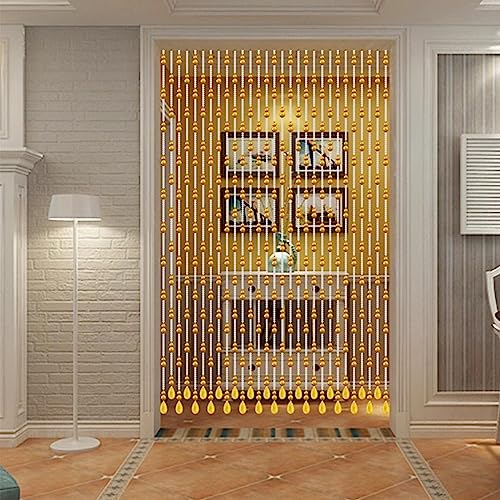 Cortinas de hilo de color amarillo con cuentas colgantes estéticas de 100 cm 5