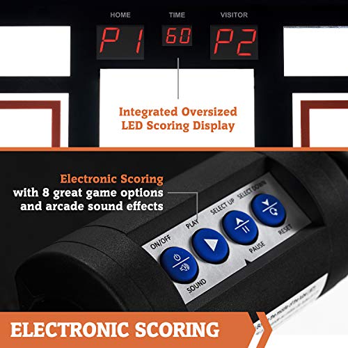 Hall of Games EZ Fold Premium Indoor Arcade Basketball Game with Steel Frame and Polycarbonate Backboard, Dual Shot Electronic Scoring with 6 Size 3 Balls Included, Perfect for Basement Game Rooms4