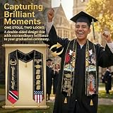 ZZRIUP Trinidad and Tobago Flag Graduation Stole Class of 2026 Reversible Sash with Gold Tassels, Cap Tassel & Honor Cord Set 72"