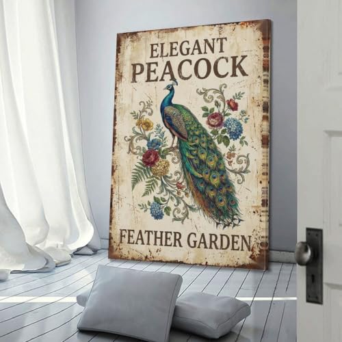 Poster botanique plume de paon design moderne chic grand format - 3
