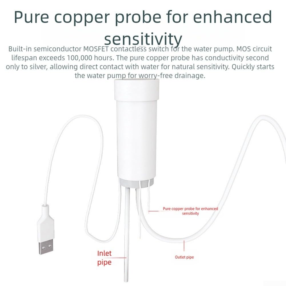 Pompe de drainage USB pour climatiseur, système silencieux d'élimination des condensats avec 5 V, 15 m, débit 450 ml/min pour unités AC 1-3P, kit d'installation (8 m)