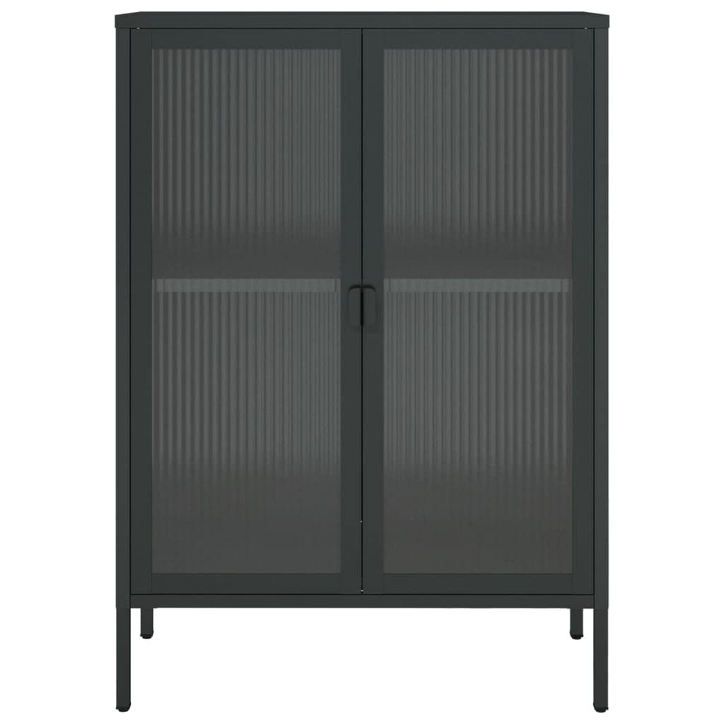 Kredens czarny komody, szafka na korytarz, do sypialni, 75 x 35 x 105 cm, szkło i stal