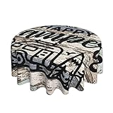 Manteles Tablero De Madera Feliz Poliéster Cubremesa Elegante Cubierta De Mesa 152Cm para Decoración Cumpleaños Mesa