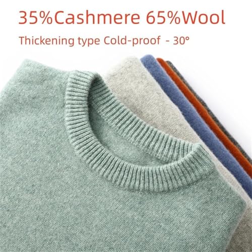 Men's O Neck Cashmere Sweater Elasticated Ribbed Pullover Knit Sweater Long Sleeve Jumpers Thick Wool Tops2