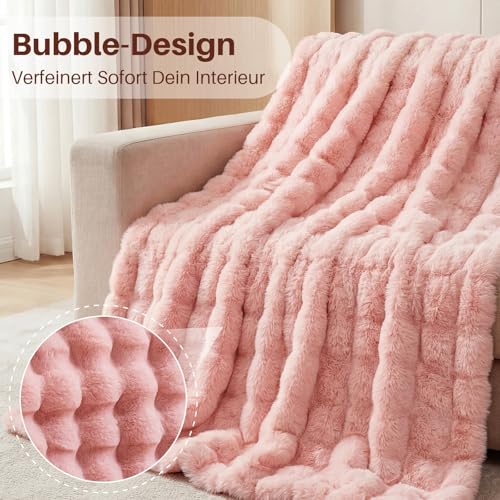 Kuscheldecke Kaninchen Plüsch Decke Super Soft Wohndecke Dick 1000 G/M² Flanell Decke Couchdecke Warme Überwurfdecke Sofadecke Vielseitig… – Ansicht 2