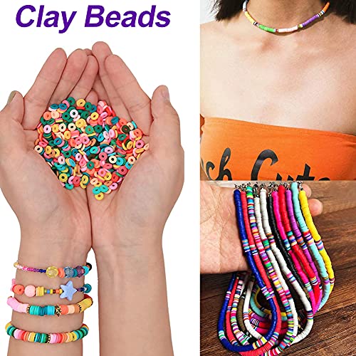 Image of PATPAT Beads for Jewellery Making Flat Beads Multicolor Flat Clay Beads for Bracelet & Necklace Making, Polymer Clay Beads for DIY Craft, Jewelry Making Girls (6mm, 15 Color) - 3000 Pieces