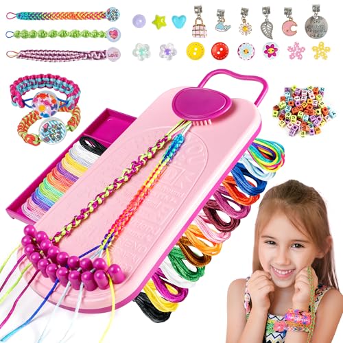 Kit para Hacer Pulseras Niñas, DIY ManualidAdes para Niños 6-12, Juguete para Niñas 6 7 8 9 10 11 12, Kit Creativo con Hilos, Cuentas, Hebillas, Crear Pulseras, Juego de Regalo para Navidad Cumpleaños