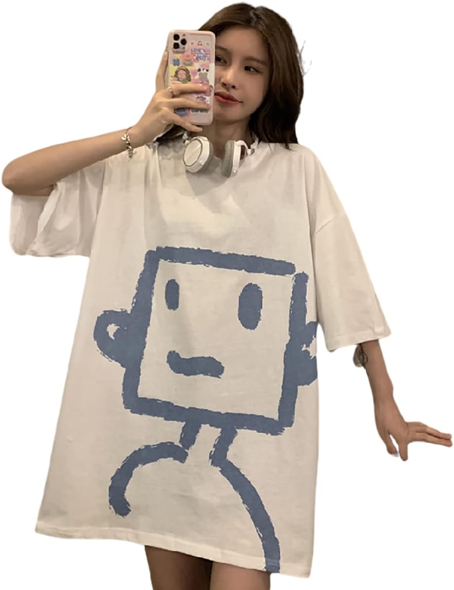 Korean Version of Cute Cartoon top Printed Street Fashion Sweet ins Loose Casual Kawaii Short-Sleeved T-Shirt