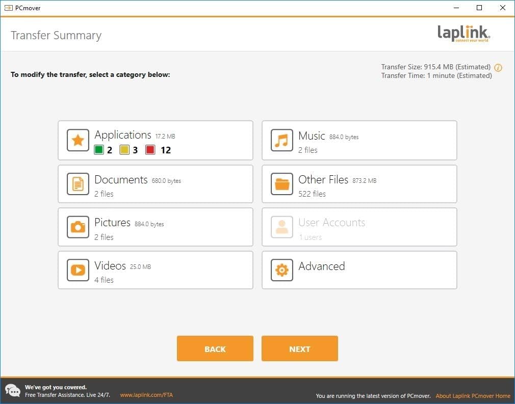 Laplink PCmover Home – Sofortdownload – Einzelnutzungslizenz – Verschiebt Anwendungen, Dateien und Einstellungen auf Ihren neuen PC