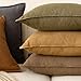 Foindtower Pack of 2, Decorative Linen Soild Throw Pillow Covers Soft Accent Cushion Case Boho Farmhouse Neutral Pillowcase for Chair Couch Sofa Bedroom Living Room Home Decor 18 x 18 Inch Light Brown