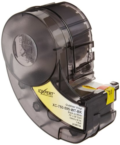 Brady XC-750-595-WT-BK IDXPERT & LABXPERT Labels B-595 Indoor/Outdoor Vinyl Film Black on White, Printable Area: 19.000" W x 0.750" H 1 roll (30ft.)/Cartridge