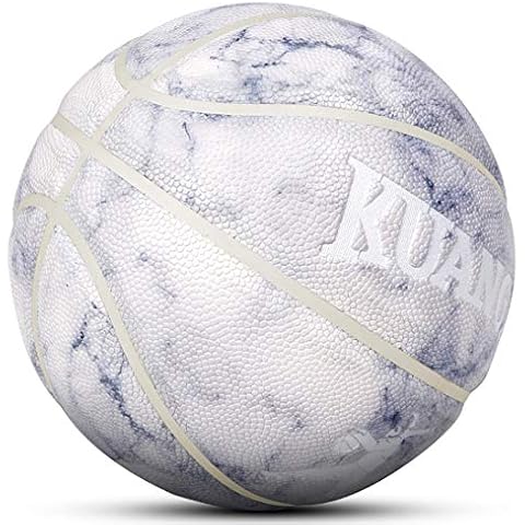 Kuangmi Basketball Fashion Cool Street Composite Leather Ball Size 6 7 for Indoor Outdoor Use (size 7, White) Cover