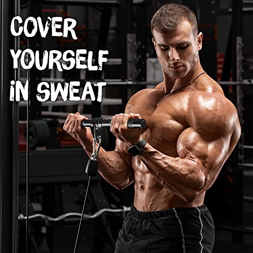 Image of Yes4All Black Revolving Straight Bar with Diamond Knurl Handle, 880 LB Capacity Tricep Press Down Bar & LAT Cable Attachment for Row Machine & Cable Machine, Home Gym Straight Tricep Bar