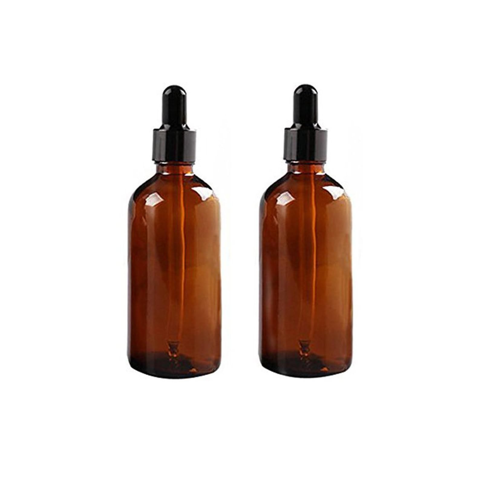 2 Pcs 100ml Glass Dropper Bottles Empty Amber Glass Bottle Vial Container with Glass Dropper for Essential Oil Formulas Cosmetics Perfumes & Other Liquids