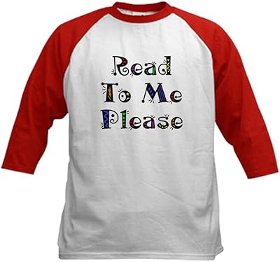 CafePress Read to Me Fun Kids Baseball Jersey Kids Cotton Baseball Jersey, 3/4 Raglan Sleeve Shirt Red/White