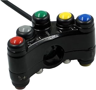 Motorcycle Switch, CNC Aluminum 22mm 7/8' Motorcycle 7 Function Switch With 7 Wires Handlebar Switches Headlight Turn Signal Fog Lights Horn Button Switch Assembly