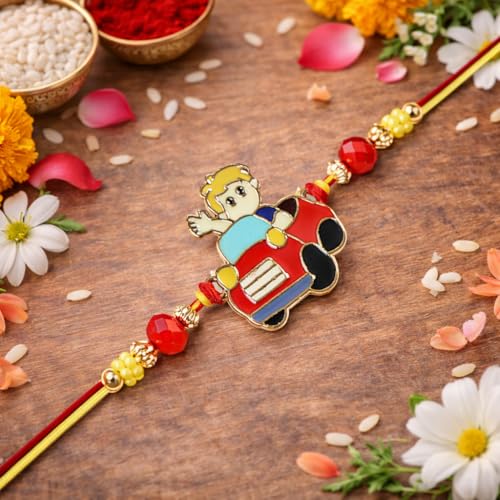 Image of Riddhika Ventures Premium Multicolour Meenakari Stylish Kids Rakhi Gifts for Brother, Sister with Roli Chawal and Greeting Card