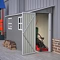 YOPTO 4X10 FT Outdoor Storage Shed W/ 2 Windows & Floor Frame,Lean to Shed W/Reversible Installation,Metal Garden Tool House W/Air Vents,Lockable Door & Sloped Roof,for Backyard Patio Lawn,Gray