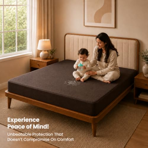 Image of Utopia Bedding Waterproof Mattress Protector King Size, Cotton Terry Bed Cover, Breathable Mattress Cover & Bed Protector for Double Bed, Elastic Fitted Waterproof Mattress Cover, 198 x 183 cm