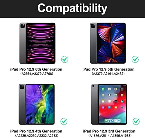 iPad Pro 12.9 Case with Keyboard, Smart Leather Cover Support Apple Pencil Charging with 7 Colors Backlit Keyboard for iPad Pro 12.9 inch 2022/2021/2020/2018(6th Gen/5th Gen/4th Gen/3rd Gen), Black