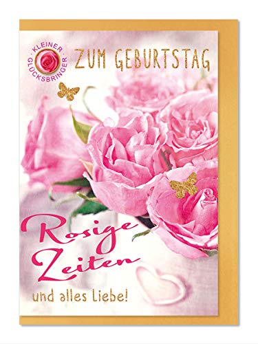 Goldstückchen Grußkarte / Glückwunschkarte zum Geburtstag - Rosa Rosen