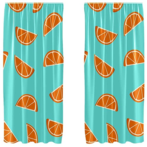 Cortinas opacas de microfibra con rodajas de naranja para salones alegres 55x84 2