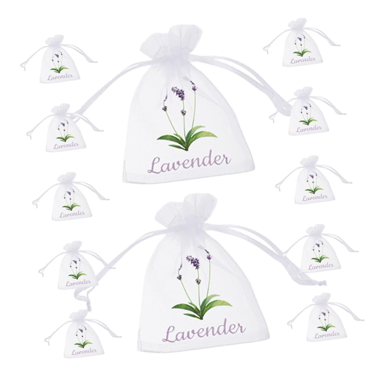 HOODANCOS 50Pcs Lavender Sachet Drawstring Bags Organza Mesh Pouches for Dried Flowers Spices Tea Light Purple Empty Sachets for Closet Freshening