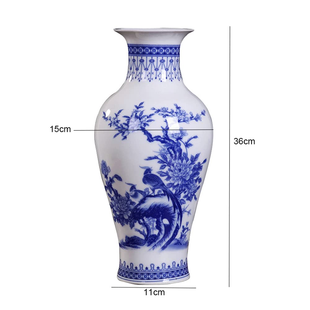 Amazon.co.jp: シノワズリ青と白の花瓶古典的なセラミック花瓶、中国の