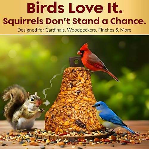 Hot Pepper Bird Seed Bell β Squirrel Proof Spicy Bird Seed Treat β Attracts Cardinals, Woodpeckers, Blue Jays, Chickadees & Songbirds β Long Lasting Hot Birdseed, All Natural, No Filler β USA Made - Image 4