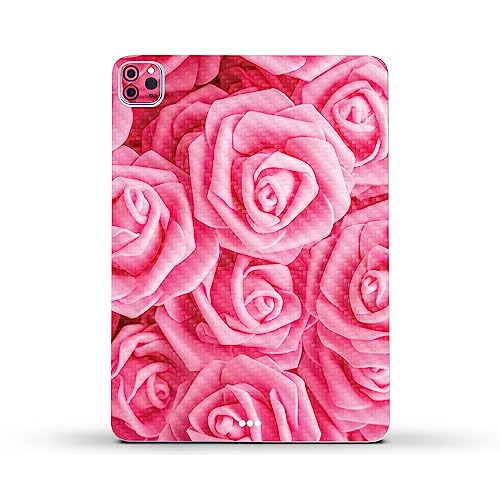 Image of MightySkins Carbon Fiber Skin Compatible With Apple iPad Pro 11 inch M2 4th Gen (2022) Full Wrap Kit - Super Pink Roses | Protective, Durable Textured Carbon Fiber Finish | Easy To Apply | Made in the USA