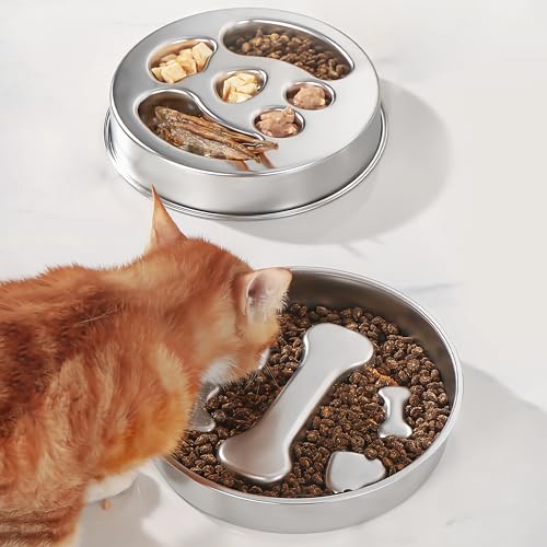 Slow Feeder Anti-Schling Hundenapf (22cm×4cm) – Futternapf Edelstahl 304 mit Rutschfestem Boden, Langlebig & Spülmaschinengeeignet – Für Große/Kleine Hunde & Katzen (Gesicht)