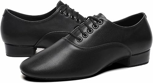 Miniatura 6 de Zapatos de baile de salón para hombre, suela de cuero negro, zapato de carácter latino Tango Salsa