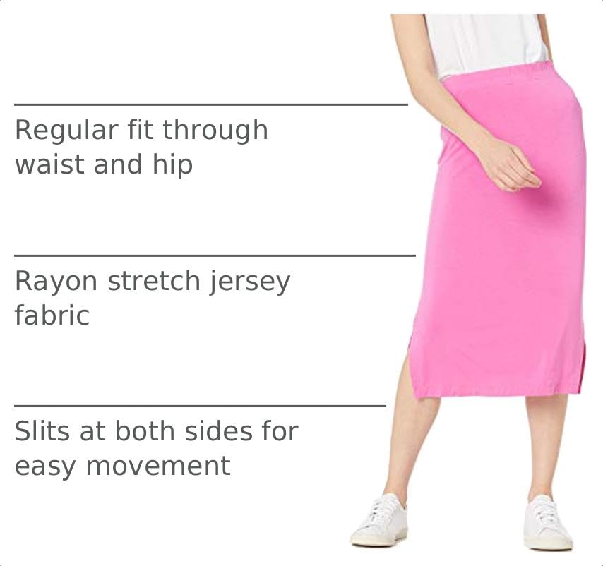 Image of Amazon Essentials Women's Pull-On Knit Midi Skirt with Elastic Waist, Slits