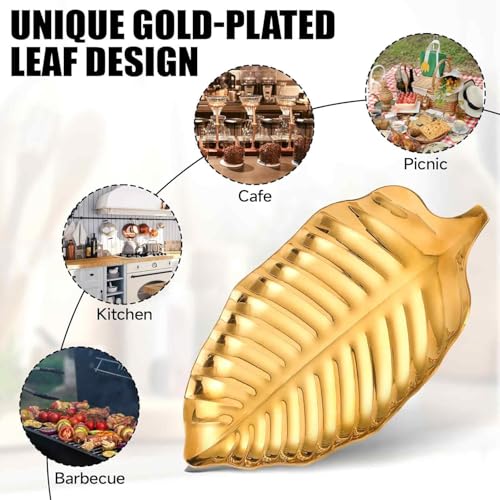 Gold Leaf Spoon Rest, Stainless Steel Spoon Holder for Kitchen Counter, Cooking Utensil Rest, Dessert Display, Jewelry Storage - Image 4