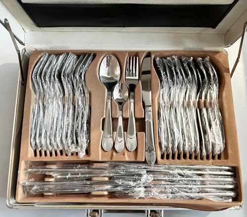 Set Posate 12 Persone, 75 Pezzi Posate Acciaio Inox, con Forchette Cucchiai e Coltelli, Posate Eleganti, Altamente Lucidate e Lavabili in Lavastoviglie, per Casa, Festa, Ristorante