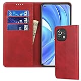 対応 Xiaomi 11 lite 5g ケース 手帳型 スマホケース xiaomi mi 11 lite 5g シャオミ ミー 11 lite 5g カバー 手帳型 カードスロット、キックスタンド レザー(レッド)