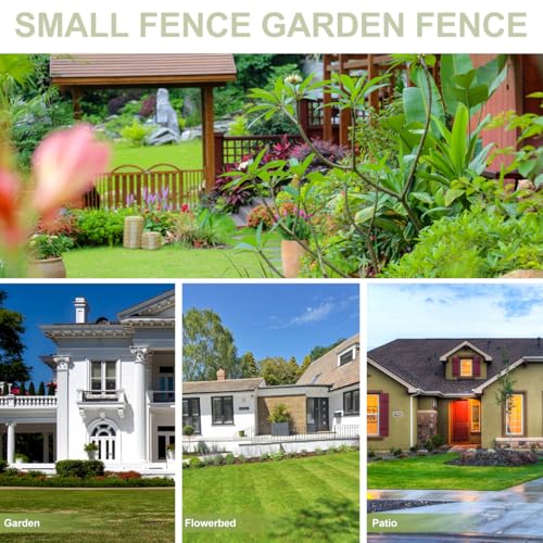 Image of DOITOOL Flexible White Picket Fence Garden Border, 5 Pcs Decorative Landscape Edging Fences, Grass Lawn Flowerbeds Plant Borders, White (Overall Length 120 Inches)