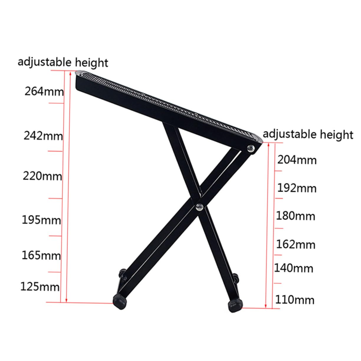GOOHOCHY Adjustable Footrest Ergonomic Guitar Footstool Metal Footboard Slip Pad Foldable Guitar Foot Rest Stand for Practice and Performance
