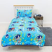 Rest Easy Single Coverless Duvet Bedding | Care Free Reversible Coverless Quilt & Pillowcase | Washable Duvet | Perfect For Travelling & Sleepovers, 10.5 tog, Sonic