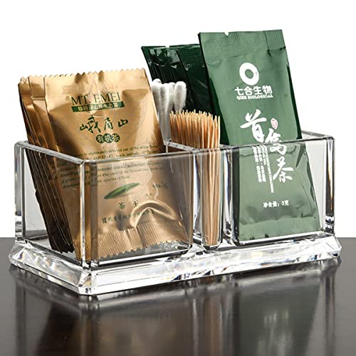 image for Yakri Clear Acrylic Two Lattices Tea Bags Holder Coffee Sugar Bag Case
