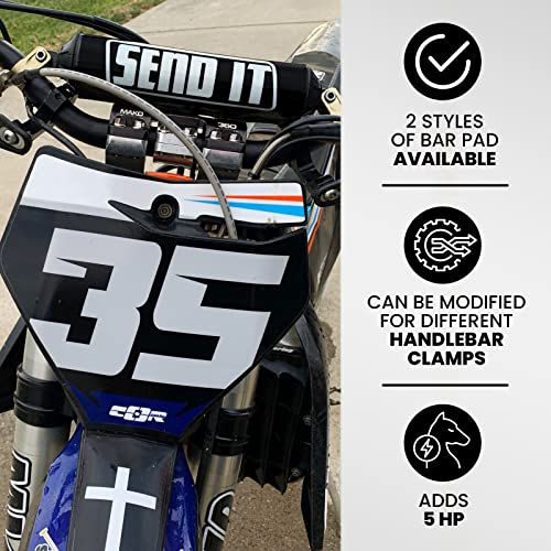 Image of SEND IT Handlebar Pad with FREE GRIP DONUTS - Universal Fit for Dirt Bikes and ATVs Crossbar (BLACK, Round)