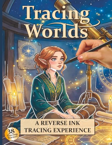 Tracing Worlds Cute Elves: A Reverse Ink Tracing Experience | One Black Pen Inverse Coloring Book with 38 Unique Fantasy Tracing