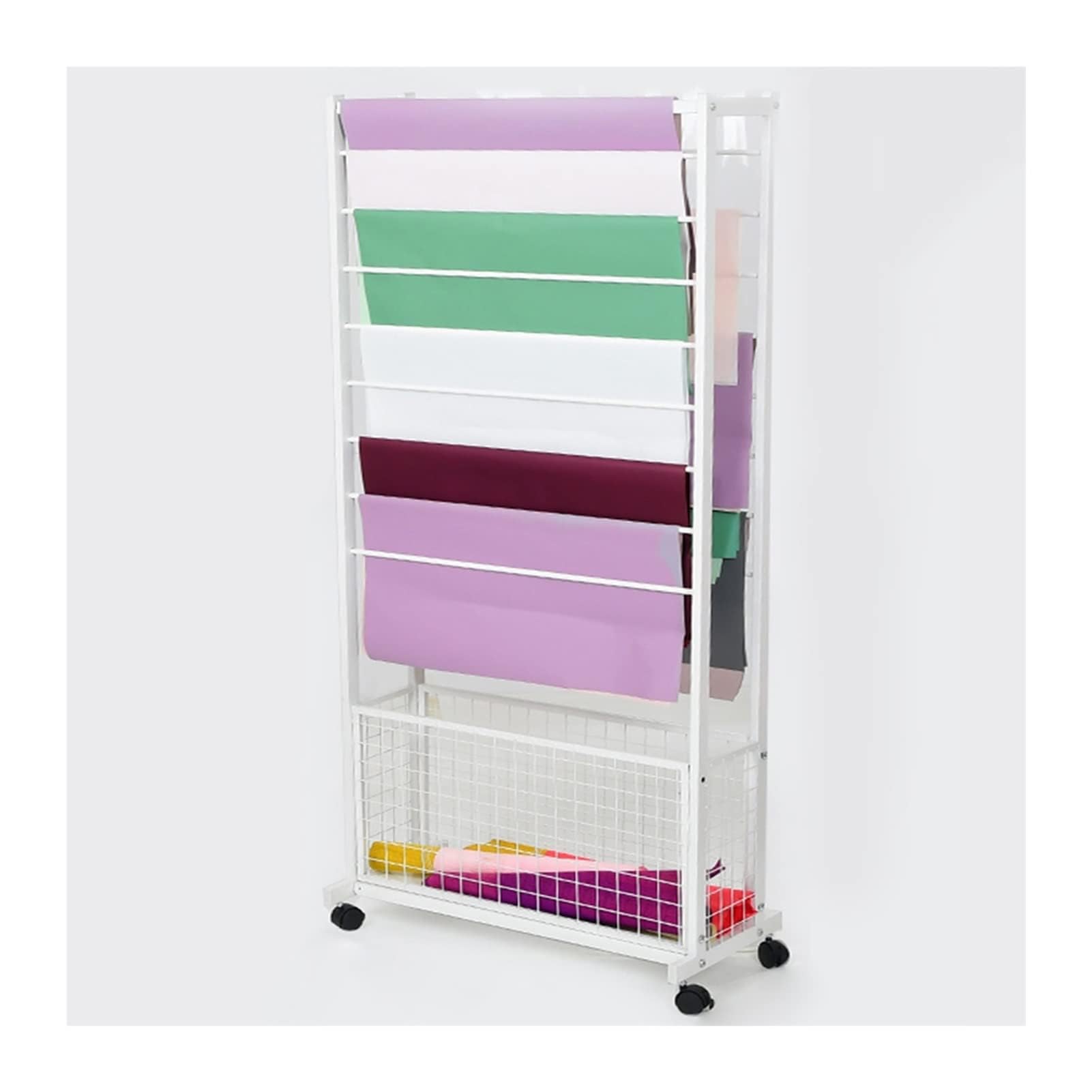 Expositor de Bufandas de 18 Niveles, Soporte de Suelo para Cintas, Organizador de Manualidades/Flores, estantes para Bufandas, Toallas y chales, Barra transvers,Black-100x33x150cm