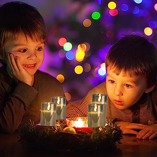 CREASHINE Led Flameless Candles Lights Realistic Flickering Candles 3D Flame Candles with Remote Decorative Unscented Pillar Candle Set of 3 Battery Operated(Included) (Grey) - Image 7