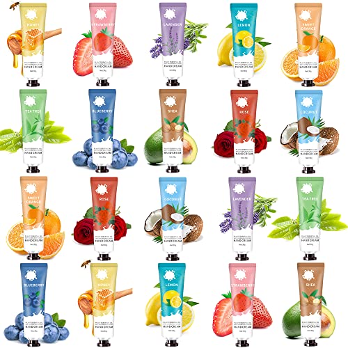 20 Pack Hand Cream for Dry Cracked Hands, Moisturizing Hand Cream Gift Set Travel Size Hand Lotion With Shea Butter Natural Aloe and Vitamin E For Body & Working Hands & Dry Skin