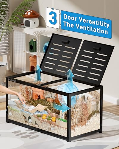 Image of BUCATSTATE Hamster Cage 3.0: Large Metal Rat Cage Stackable with Top Access Easy Assemble 39.3L x 19.7W x 20.4H Inches Dwarf Syrian Hamster Tank for Gerbil Mouse (5.4 ft, Black)