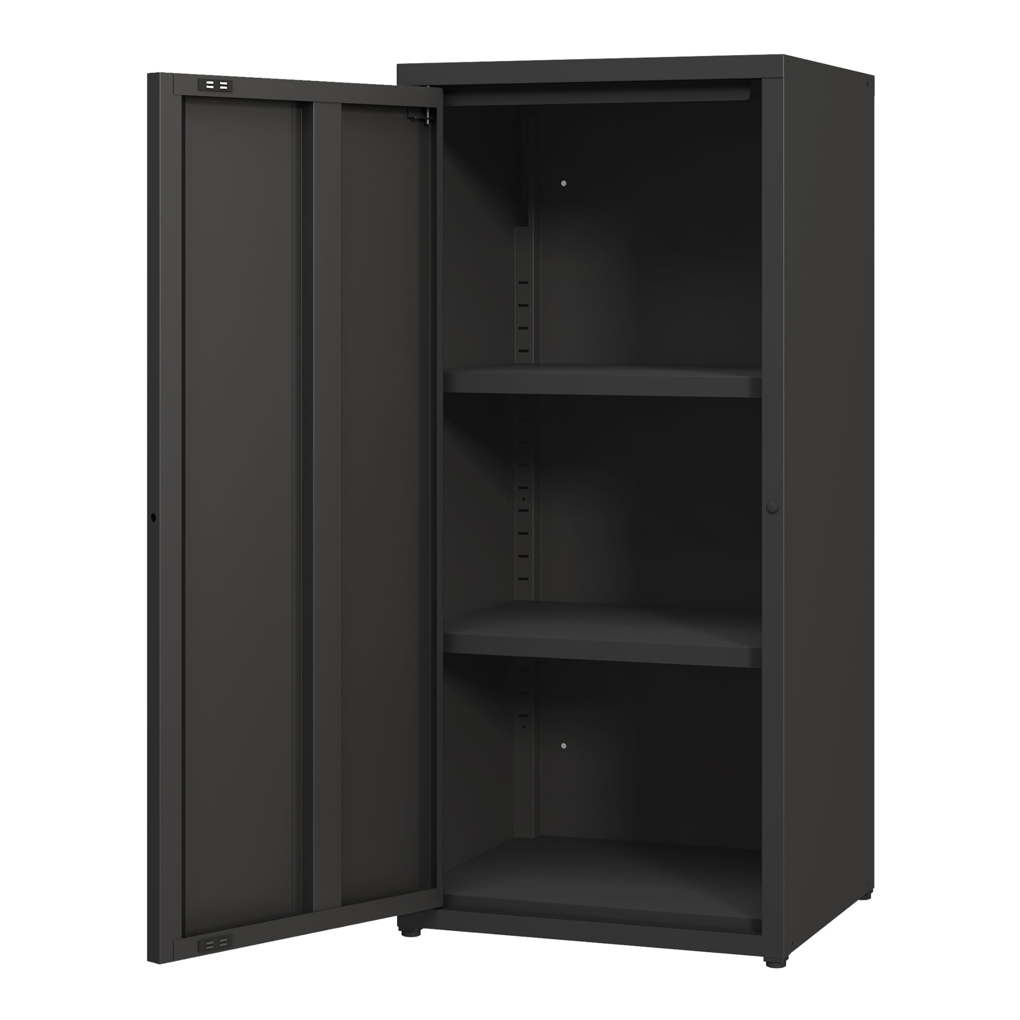 [en.casa] Metallschrank Burlöv Aktenschrank mit Einer Tür Büroschrank 2 höhenverstellbare Ablagen Ordnerschrank 88 x 40 x 35 cm Schwarz Spind Schrank