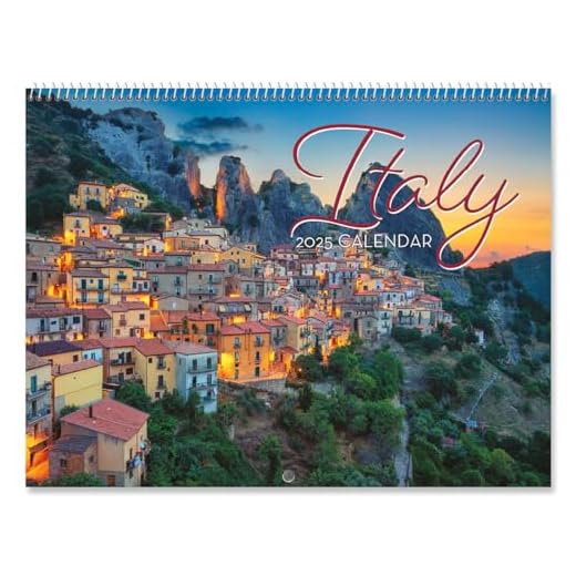 2025 Italy Wall Calendar, 12-Inch x 9-Inch Size Closed, 18-Inch Size Open, Large Bookstore-Quality, Spiral-Bound Hanging Monthly Wall Calendars for Kitchen & Office, by Current