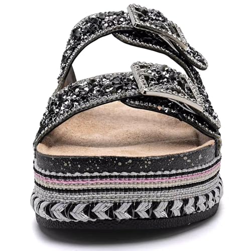 Torotto Womens Slides with Cork Footbed Open Toe Adjustable Webbing Flat Sandals for Walking | Beach | Indoor2