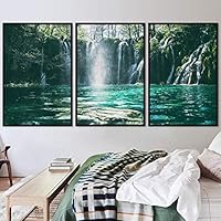 3 Piece Framed Canvas Wall Art Forest Waterfalls Canvas Prints Home Artwork Decoration for Living Room,Bedroom - 16
